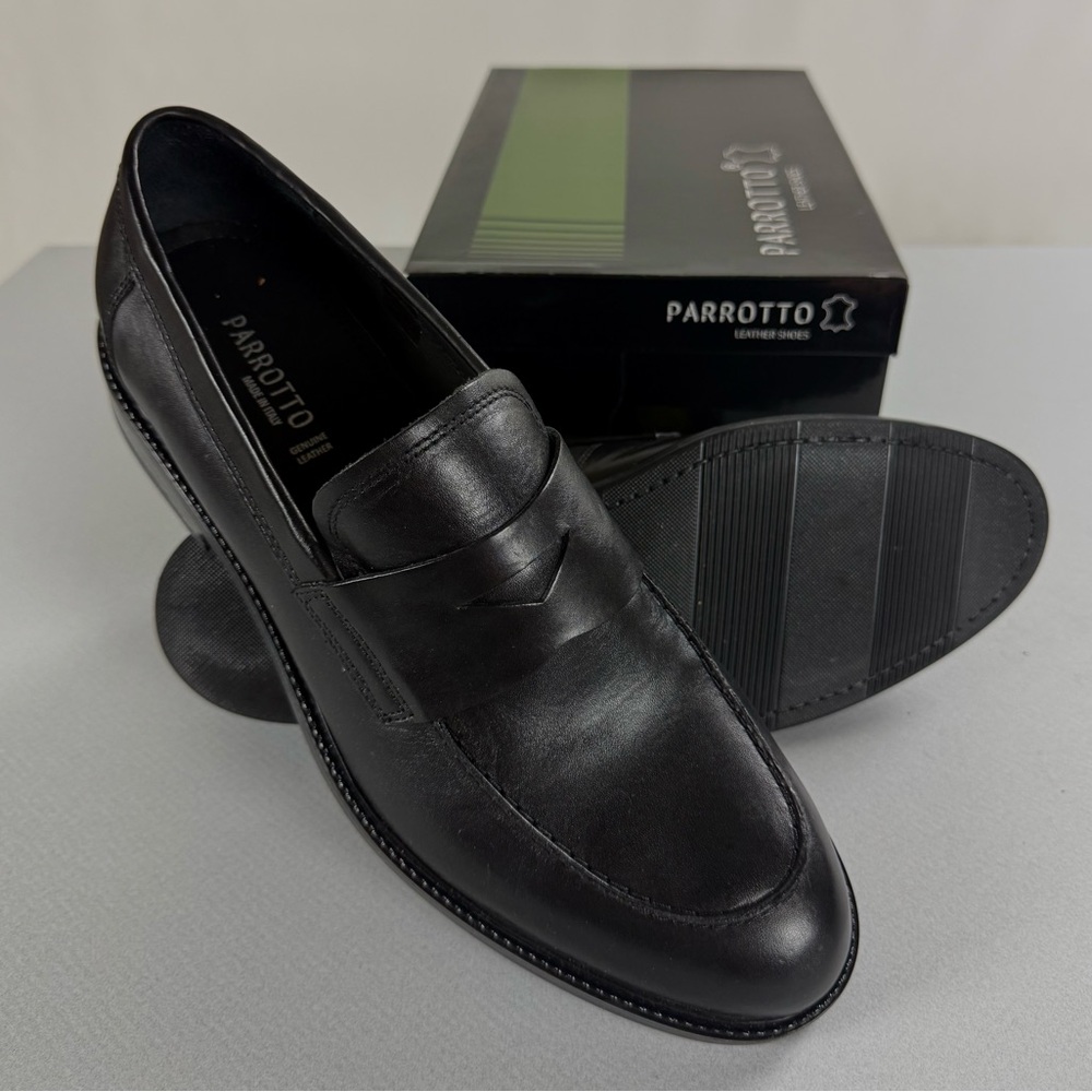 Parrotto  Black Leather Slip-Ons Size 13 M NIB